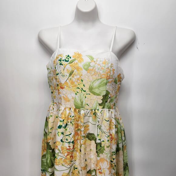 NWT Dalia MacPhee Yellow and Green Floral Maxi Fit n Flare Sundress Women's L - Picture 6 of 12
